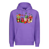 Purple strawberry coffee cups Premium Hoodie - AdoDesignShop