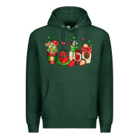 Sports Green strawberry coffee cups Premium Hoodie - AdoDesignShop