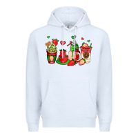 White strawberry coffee cups Premium Hoodie - AdoDesignShop