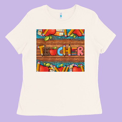 Teacher And Pens Apples Books Leopard And Tooled Leather Tumbler Ladies Tee Designed By Artiststas