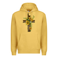 Antique Gold sunflower cross Premium Hoodie - texasbilliewilder