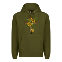 Army Green sunflower cross Premium Hoodie - texasbilliewilder