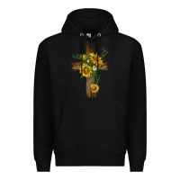 Black sunflower cross Premium Hoodie - texasbilliewilder