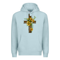 Blue Mist sunflower cross Premium Hoodie - texasbilliewilder