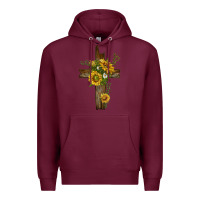 Burgundy sunflower cross Premium Hoodie - texasbilliewilder