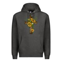 Charcoal Heather sunflower cross Premium Hoodie - texasbilliewilder