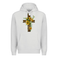 Dove Grey sunflower cross Premium Hoodie - texasbilliewilder