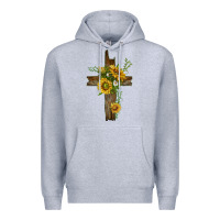 Heather Grey sunflower cross Premium Hoodie - texasbilliewilder