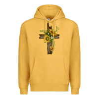 Mustard sunflower cross Premium Hoodie - texasbilliewilder