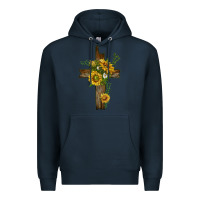Navy sunflower cross Premium Hoodie - texasbilliewilder