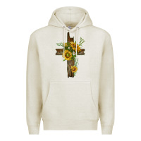 Oatmeal Heather sunflower cross Premium Hoodie - texasbilliewilder