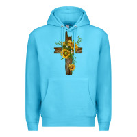 Ocean Blue sunflower cross Premium Hoodie - texasbilliewilder
