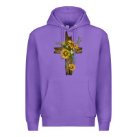Purple sunflower cross Premium Hoodie - texasbilliewilder
