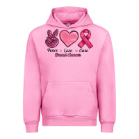 Fuchsia Pink Peace Love Cure Cancer Urban Hoodie - RanaPortraitStore