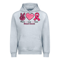 Heather Grey Peace Love Cure Cancer Urban Hoodie - RanaPortraitStore