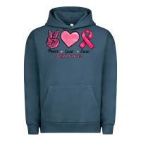 Pigment Midnight Navy Peace Love Cure Cancer Urban Hoodie - RanaPortraitStore
