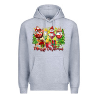 Heather Grey merry christmas wine glasses Premium Hoodie - Zillion Design Studio