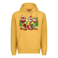 Mustard merry christmas wine glasses Premium Hoodie - Zillion Design Studio