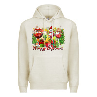 Oatmeal Heather merry christmas wine glasses Premium Hoodie - Zillion Design Studio