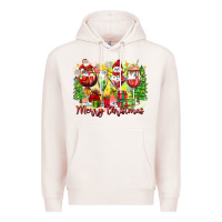 Pale Pink merry christmas wine glasses Premium Hoodie - Zillion Design Studio