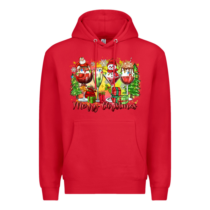 Merry Christmas Wine Glasses Premium Hoodie by Zillion Design Studio | Teevron