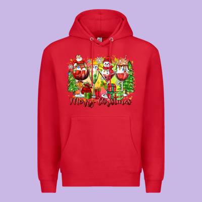 Merry Christmas Wine Glasses Premium Hoodie Designed By Zillion Design Studio