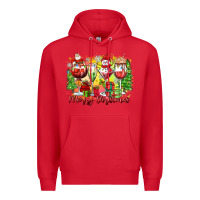 Red merry christmas wine glasses Premium Hoodie - Zillion Design Studio