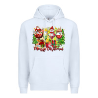 White merry christmas wine glasses Premium Hoodie - Zillion Design Studio