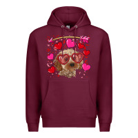 Burgundy Valentine's day cockapoo Premium Hoodie - RanaPortraitStore