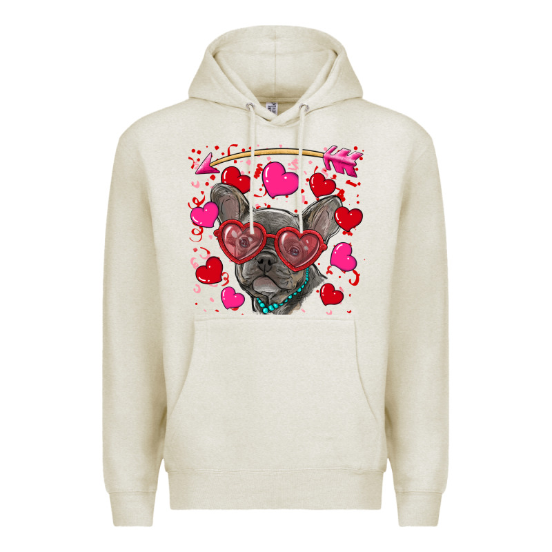 Valentine's Day French Bulldog Puppy Premium Hoodie by RanaPortraitStore | Teevron