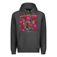 Charcoal Heather Valentine's day french bulldog puppy Premium Hoodie - RanaPortraitStore