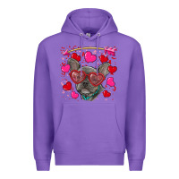 Purple Valentine's day french bulldog puppy Premium Hoodie - RanaPortraitStore