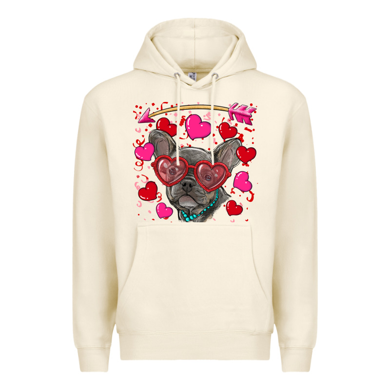 Valentine's Day French Bulldog Puppy Premium Hoodie by RanaPortraitStore | Teevron