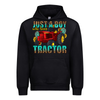 Black just a boy who loves tractor Urban Hoodie - texasbilliewilder