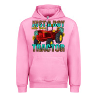 Fuchsia Pink just a boy who loves tractor Urban Hoodie - texasbilliewilder