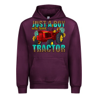 Mauve Wine just a boy who loves tractor Urban Hoodie - texasbilliewilder