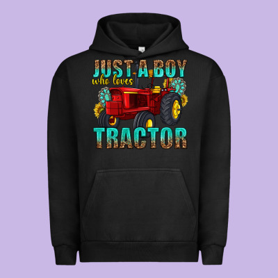 Just A Boy Who Loves Tractor Urban Hoodie Designed By Texasbilliewilder