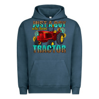Pigment Midnight Navy just a boy who loves tractor Urban Hoodie - texasbilliewilder