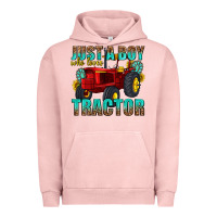 Pigment Salmon just a boy who loves tractor Urban Hoodie - texasbilliewilder