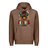 Chestnut teacher life afro messy bun Premium Hoodie - texasbilliewilder