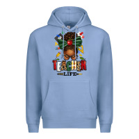 Colony Blue teacher life afro messy bun Premium Hoodie - texasbilliewilder
