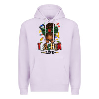 Lilac teacher life afro messy bun Premium Hoodie - texasbilliewilder