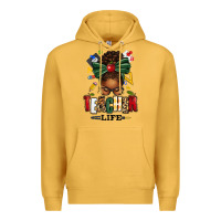 Mustard teacher life afro messy bun Premium Hoodie - texasbilliewilder