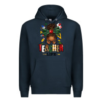 Navy teacher life afro messy bun Premium Hoodie - texasbilliewilder