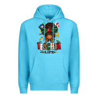 Ocean Blue teacher life afro messy bun Premium Hoodie - texasbilliewilder