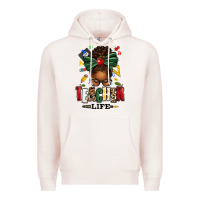 Pale Pink teacher life afro messy bun Premium Hoodie - texasbilliewilder