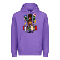 Purple teacher life afro messy bun Premium Hoodie - texasbilliewilder