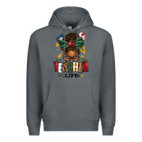 Rock teacher life afro messy bun Premium Hoodie - texasbilliewilder