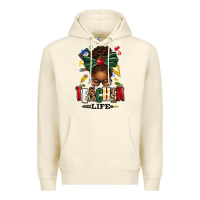 Sandshell teacher life afro messy bun Premium Hoodie - texasbilliewilder