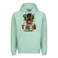 Seafoam teacher life afro messy bun Premium Hoodie - texasbilliewilder